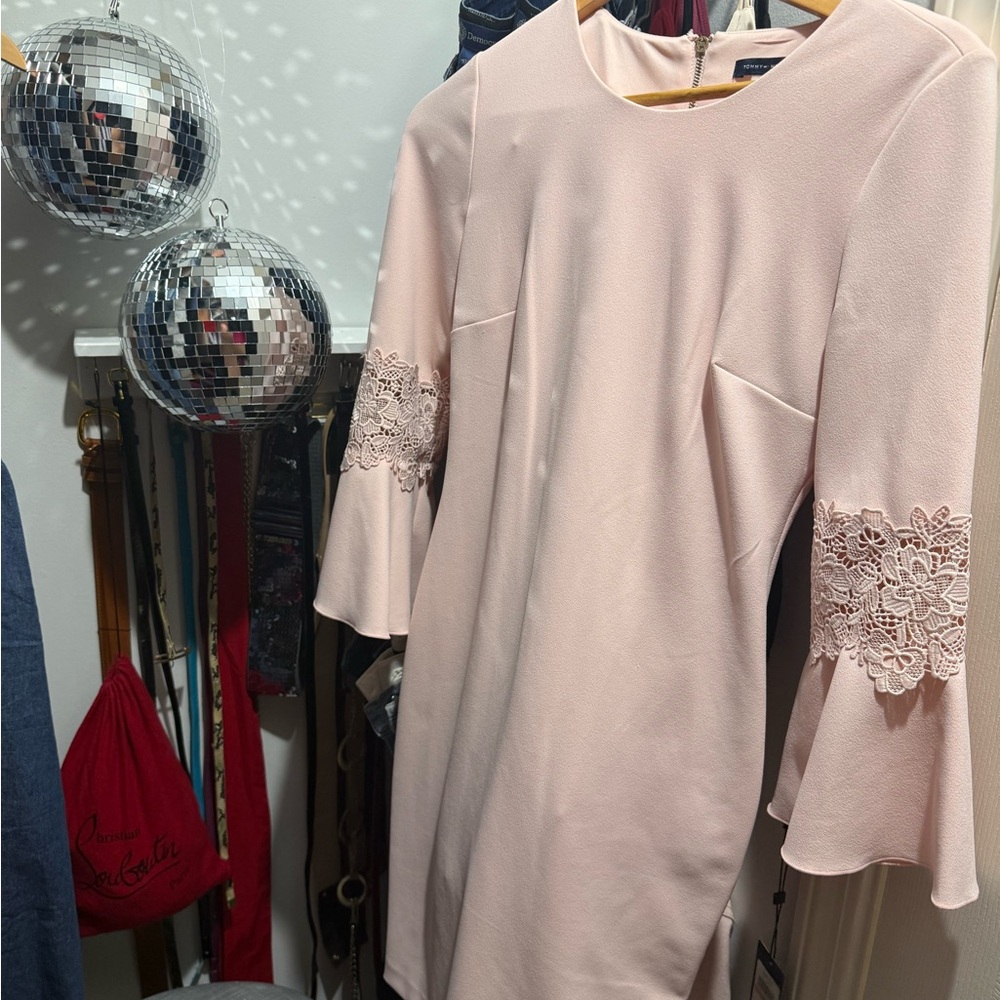 Tommy Hilfiger Blush Lace Sleeve Dress NWTS